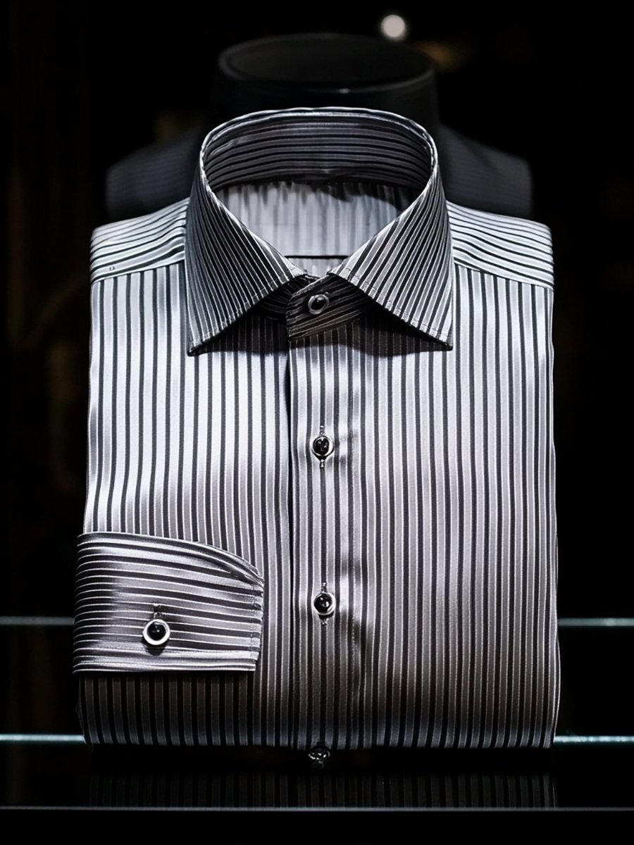 Camisa seda rayas de lujo ejecutivo de manga larga para hombre