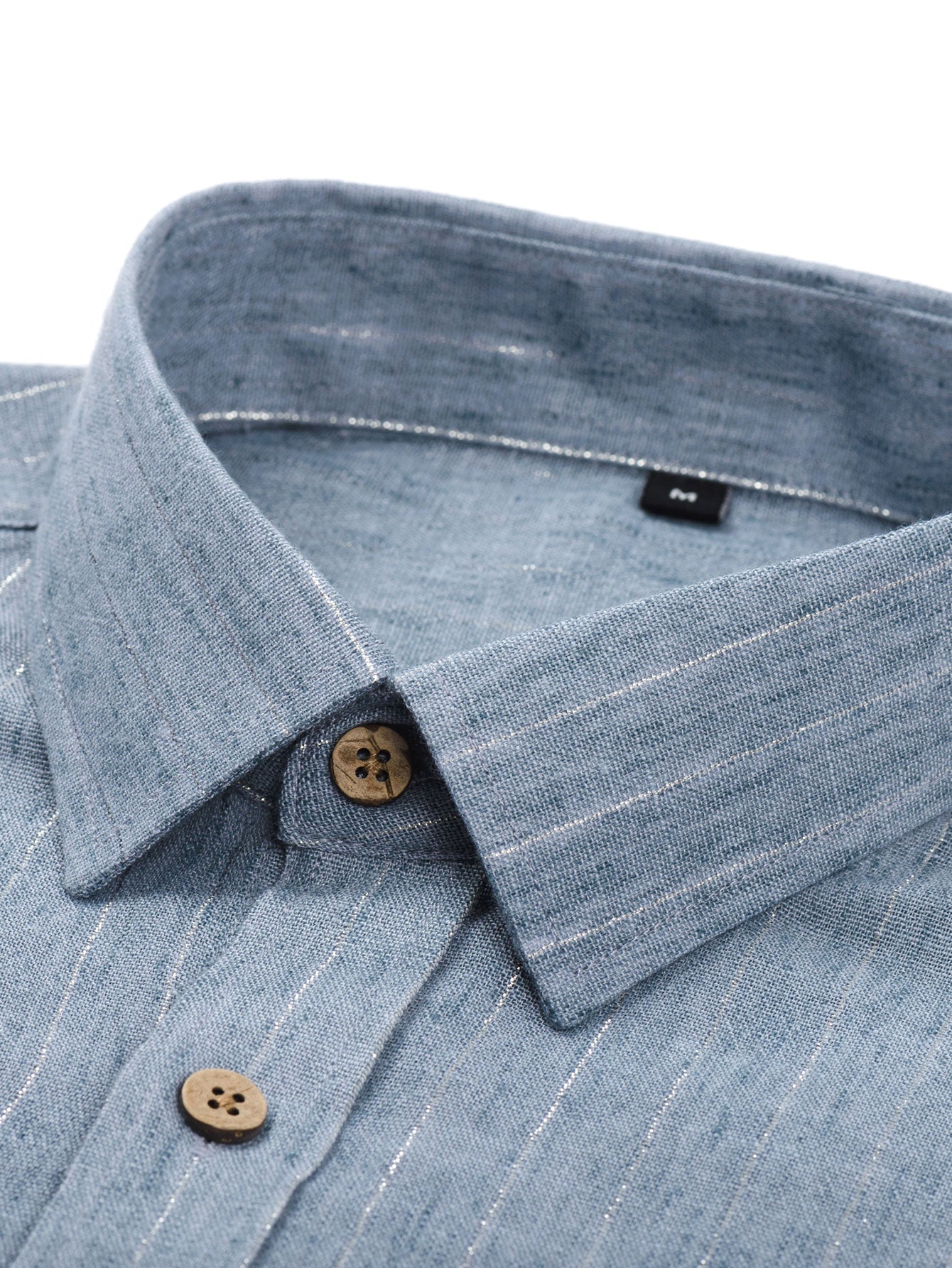 Camisa de manga larga rayas de lino Look Button Up