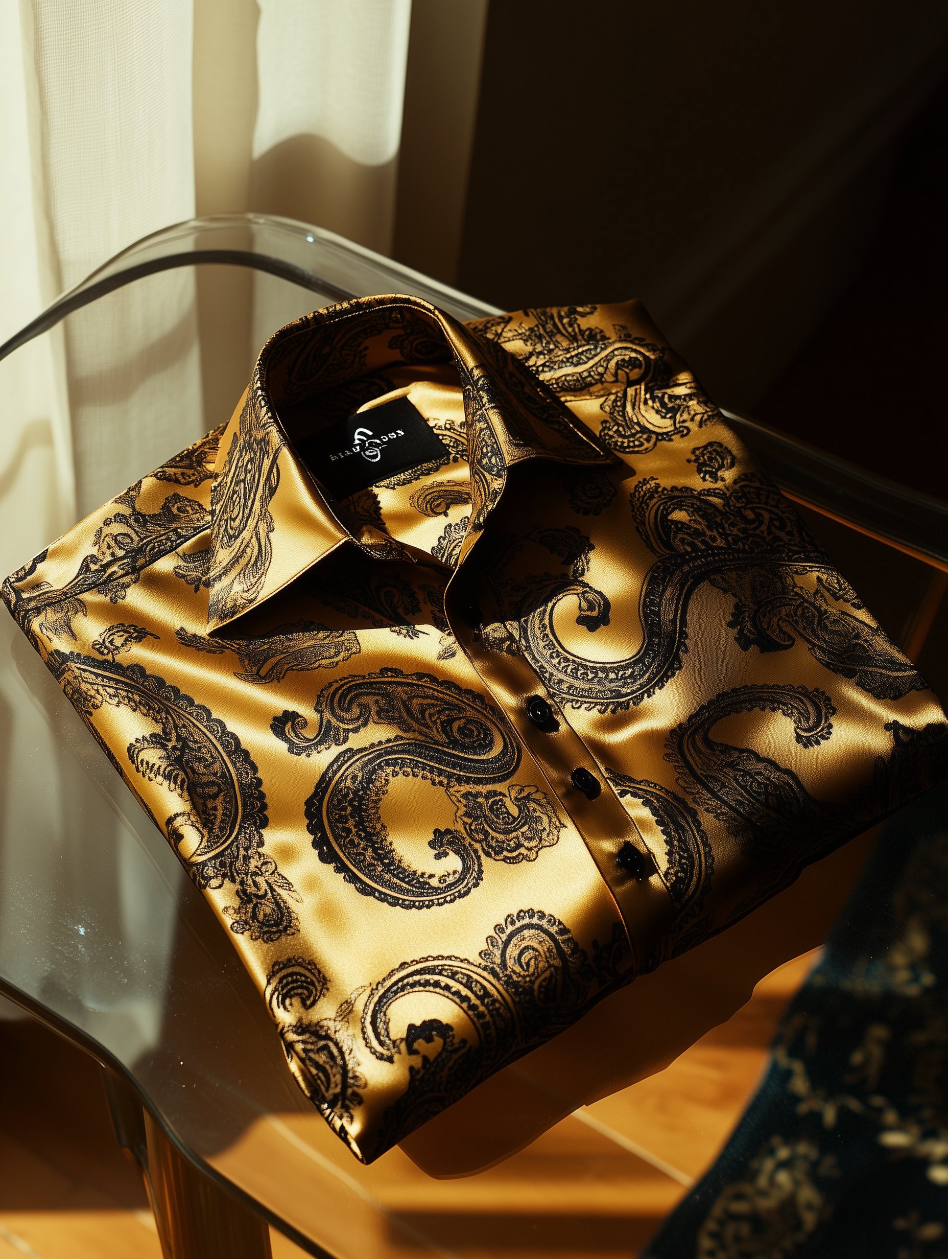 Camisa ejecutivo casual Italy Paisley Old Money solapa de manga corta para hombre