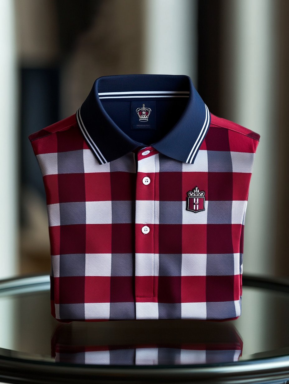 Camisa polo retro ejecutivo Logo estampado de manga larga para hombre
