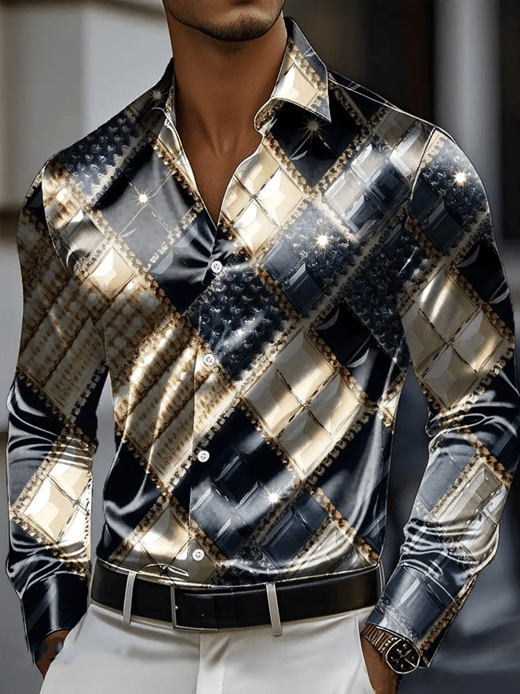 Camisa vintage de manga larga para hombre