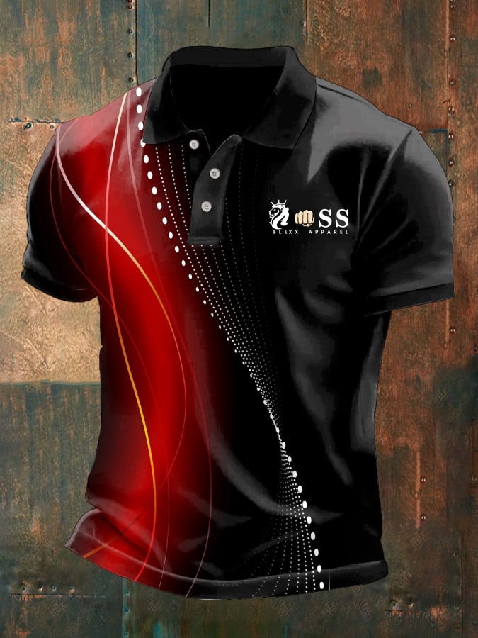 Casual ejecutivo Simple Contrast Color Line Polo para hombre