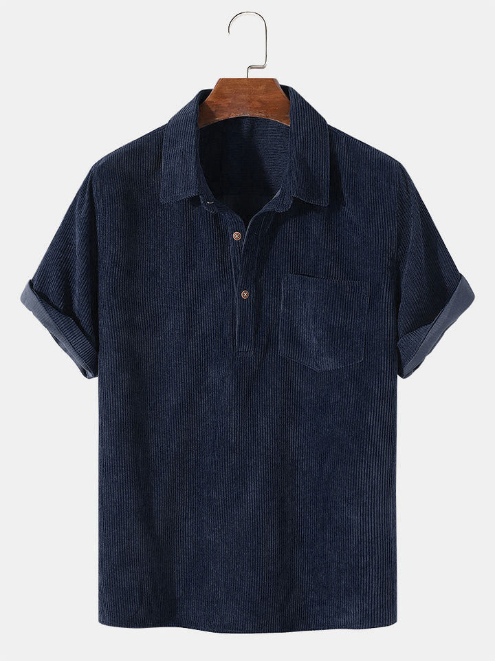Corduroy Solid de manga corta Basic camisas