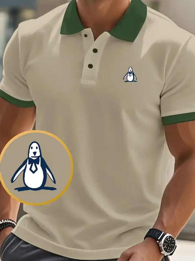 Camisa polo clásico casual ejecutivo de moda en bloques de color para hombre