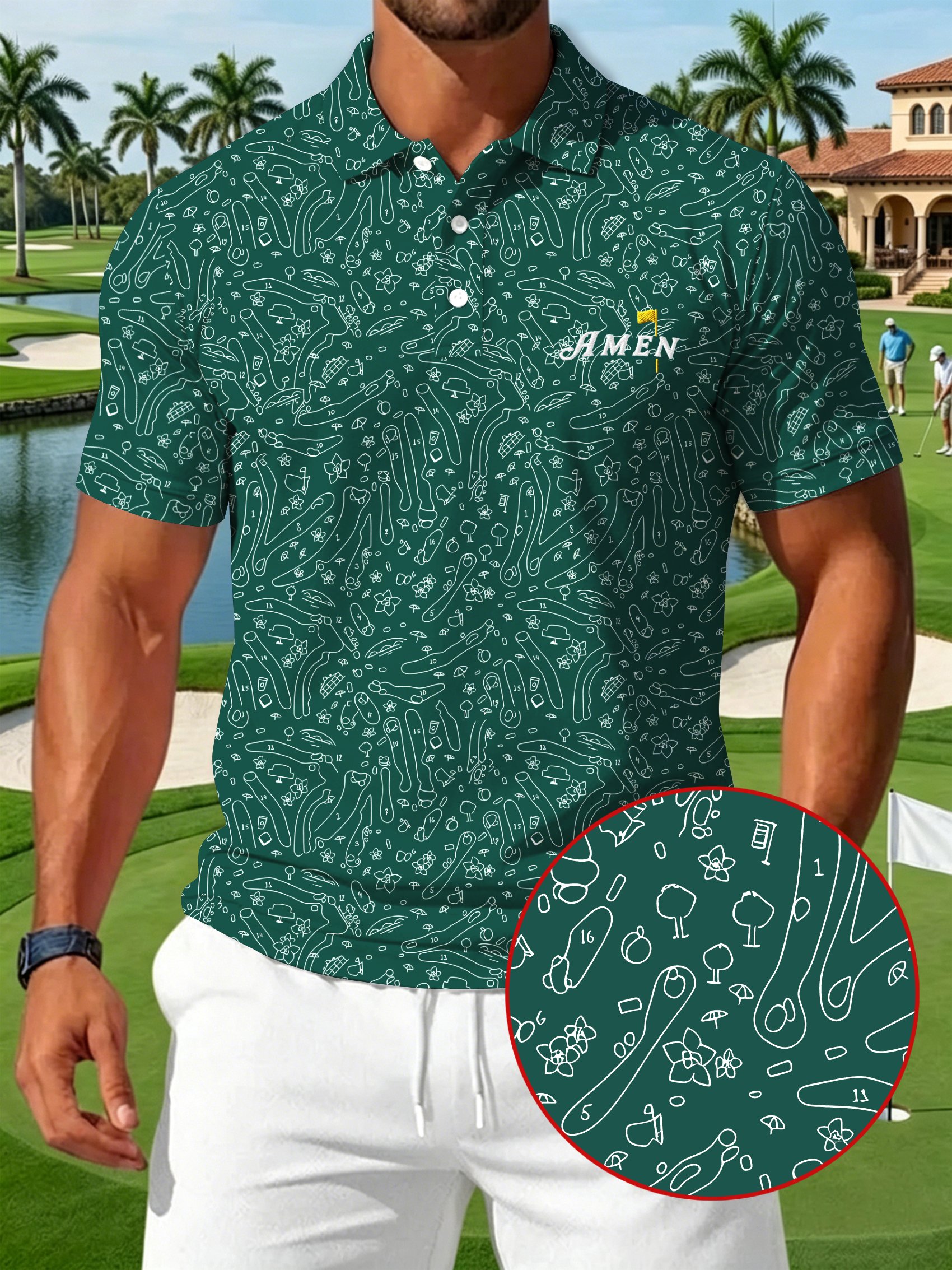 Golf estampado casual Polo para hombre