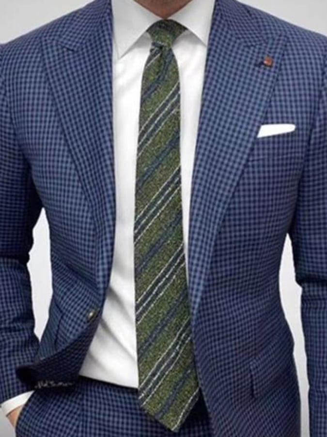 Saco para trabajo a cuadros One Button Peaked cuello para hombre