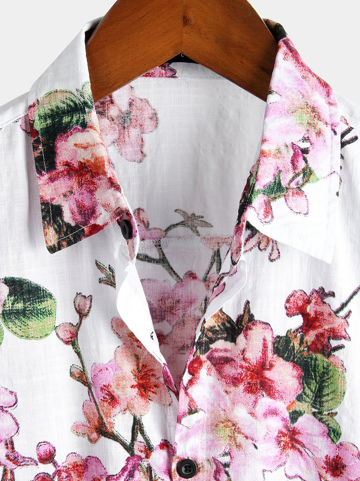 Camisa Flower estampado de algodón floral Hawaiian Button Up de manga corta para hombre