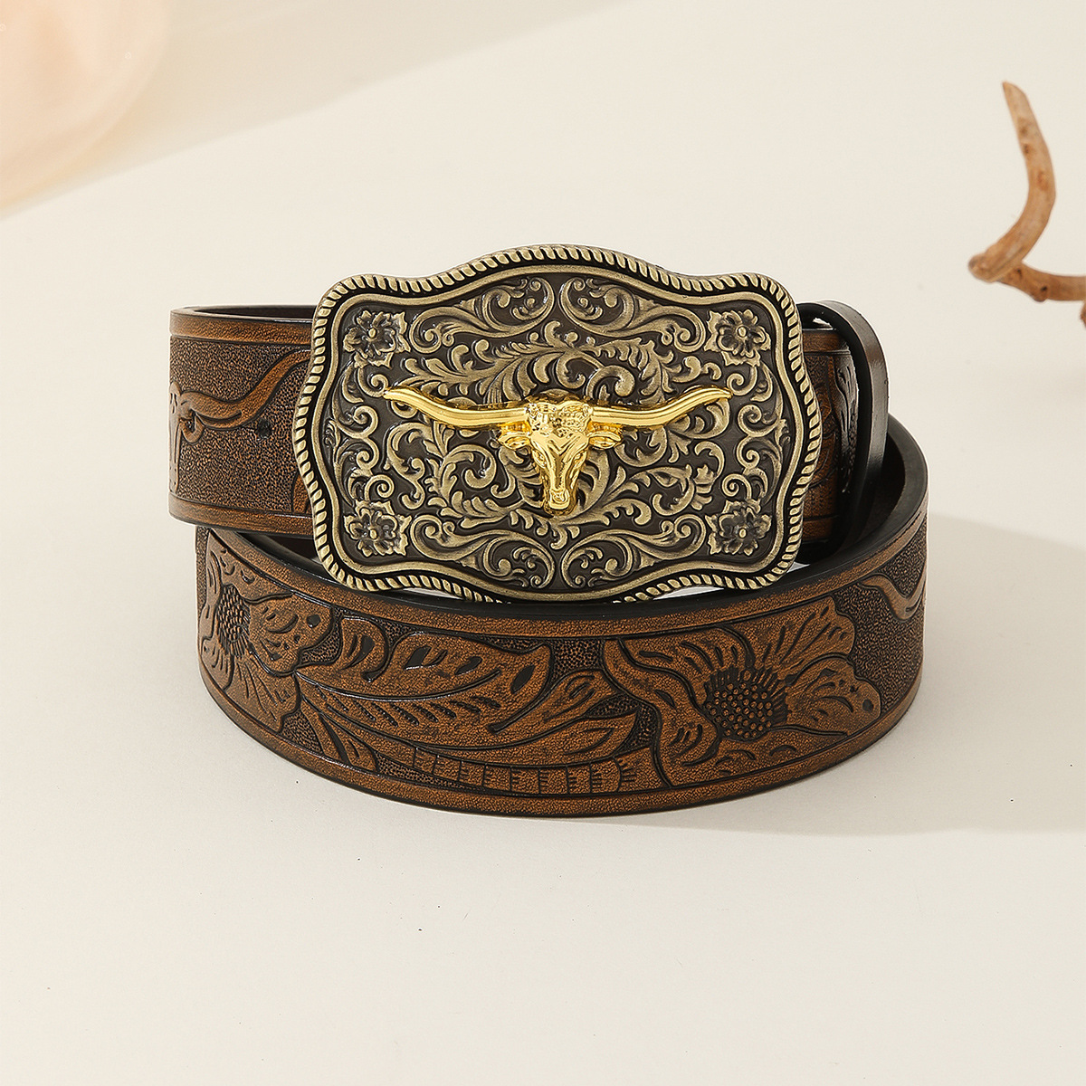 Cinturón 2025 Trendy retro Western mezclilla para hombre
