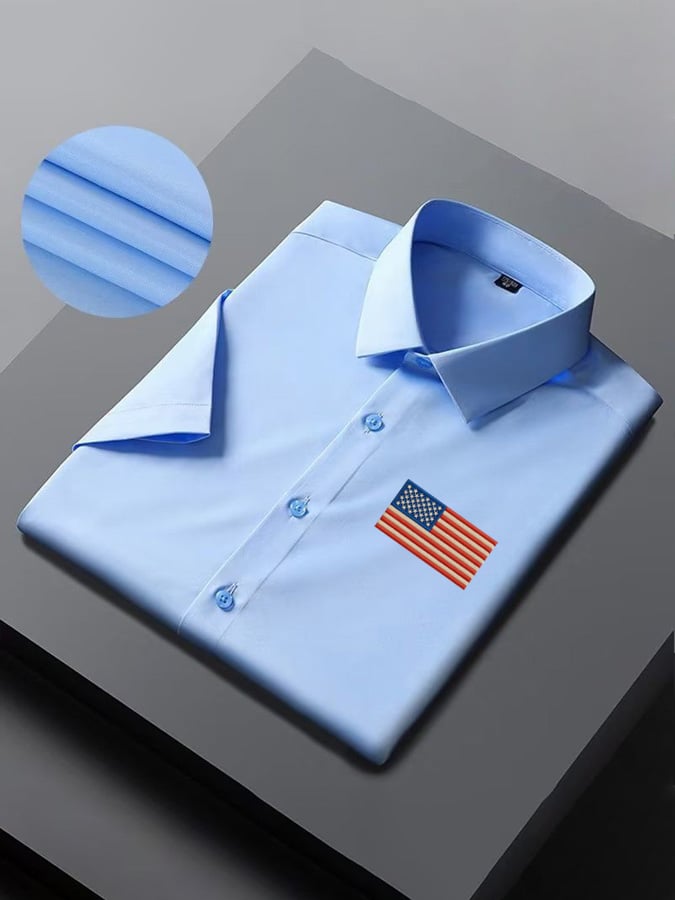 Camisa Independence Day American Flag casual de manga corta para hombre