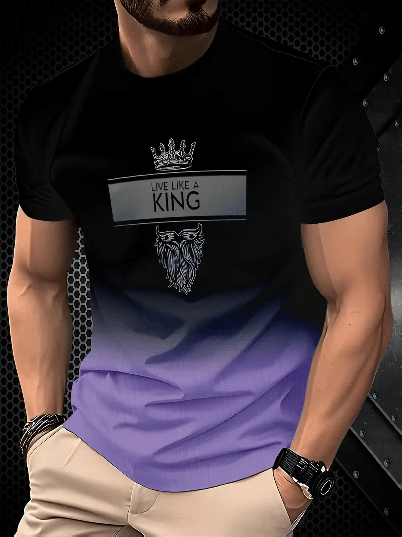 Camiseta ejecutivo rayas Logo estampado de manga corta para hombre