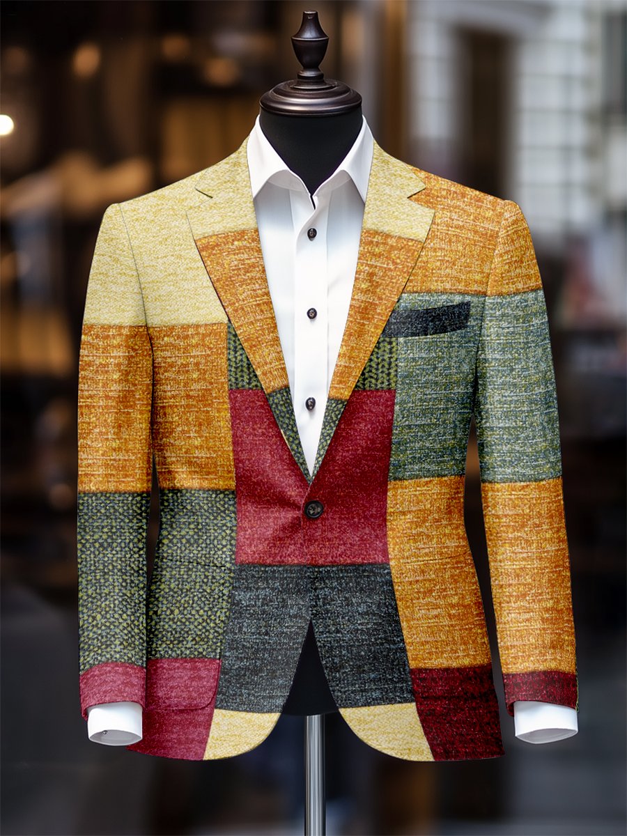 Saco retro casual a cuadros para hombre