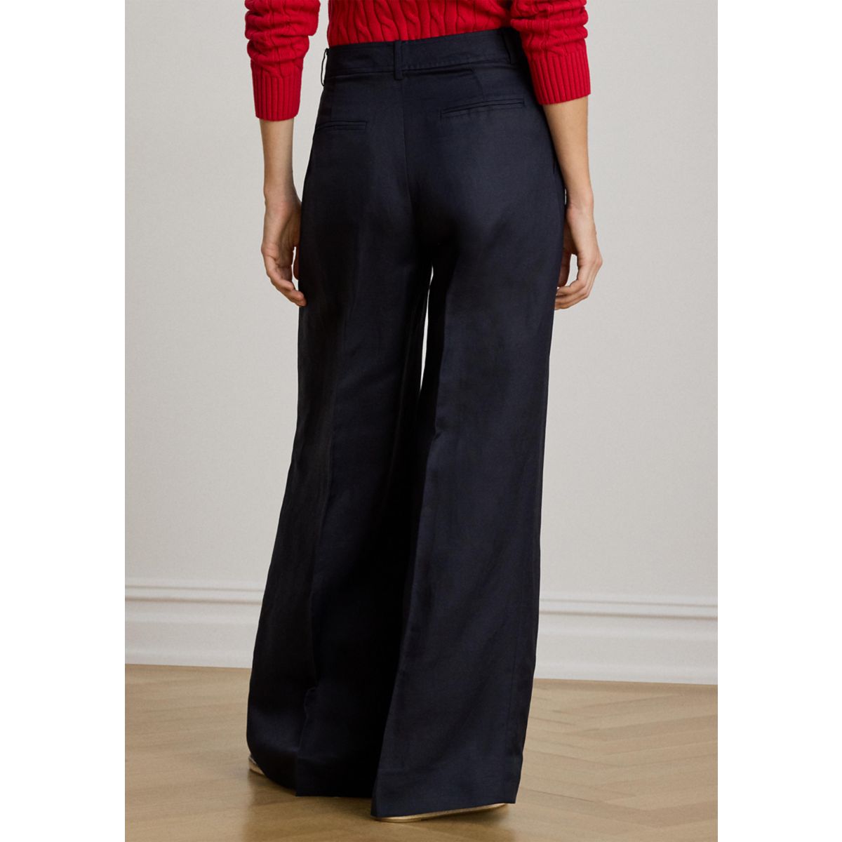 Women's Linen-Blend Twill Wide-Leg Pants - 2
