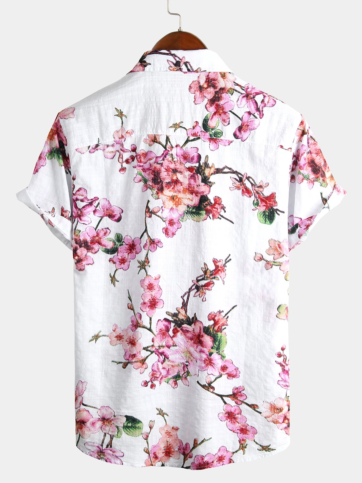 Camisa Flower estampado de algodón floral Hawaiian Button Up de manga corta para hombre
