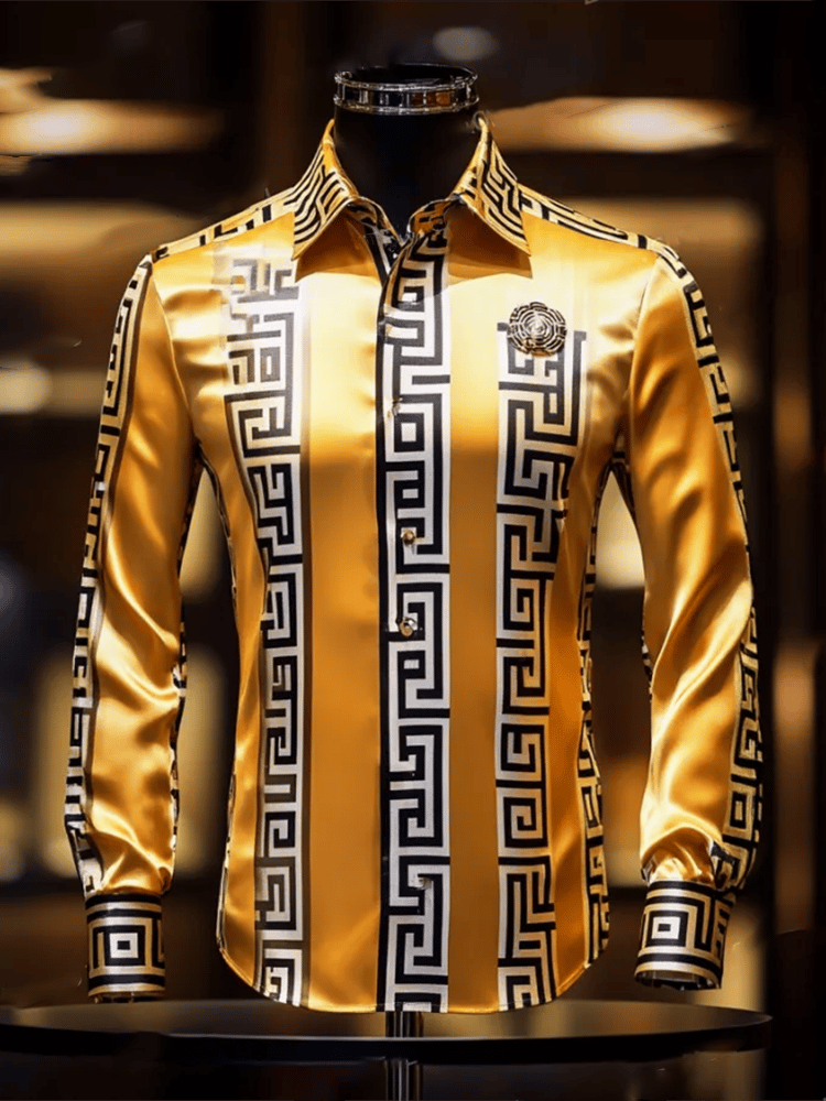 Camisa satén Luxe de manga larga con botones para hombre