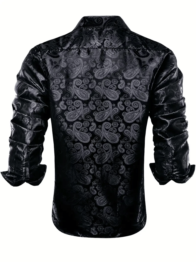 Camisa seda ejecutivo de lujo Design estampado de manga larga para hombre