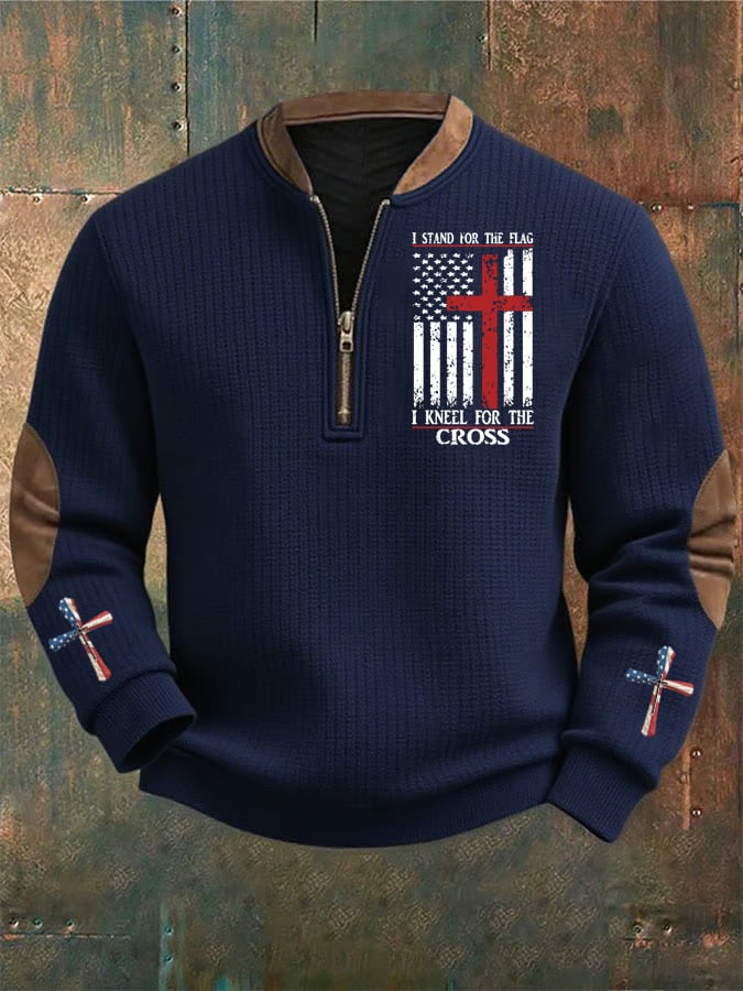 Sudadera I Stand For The Flag I Kneel for The Cross Faith estampado para hombre