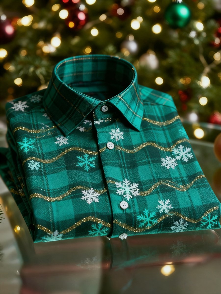 Camisa Christmas Art de manga larga para hombre