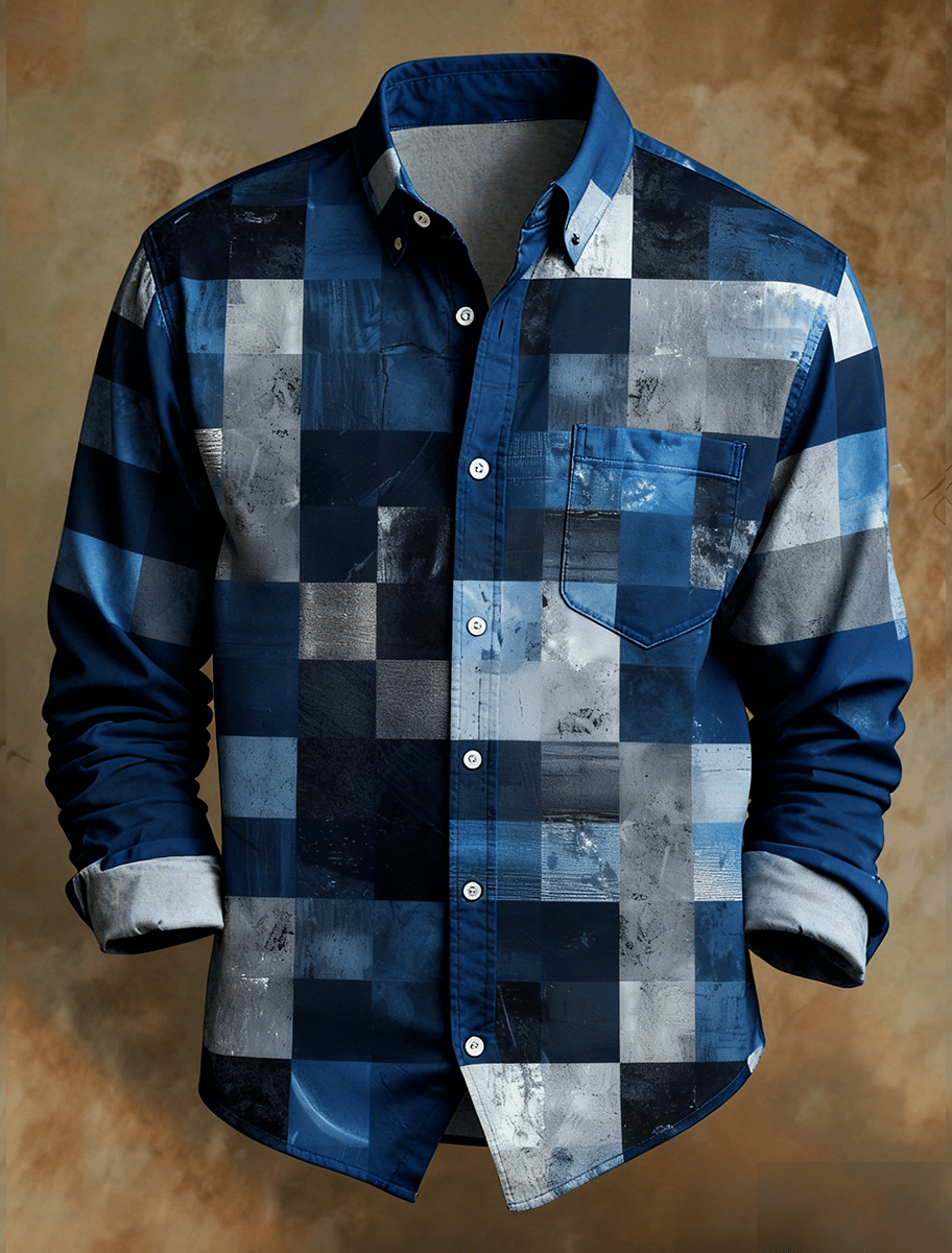 para hombre retro Abstract Art Print Comfortable ejecutivo Style camisa