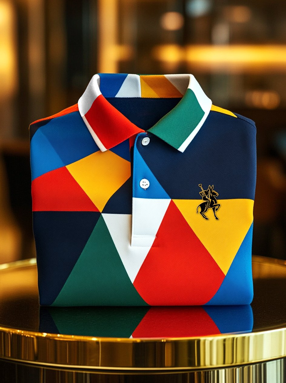 Camisa polo ejecutivo casual Artistic Button de manga corta para hombre