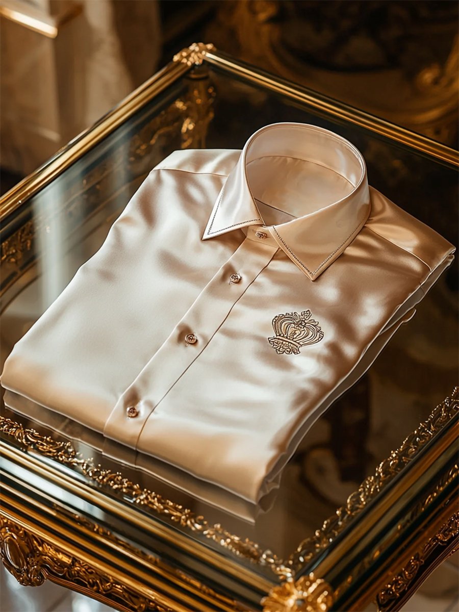 Camisa satén Luxe de manga corta con botones para hombre