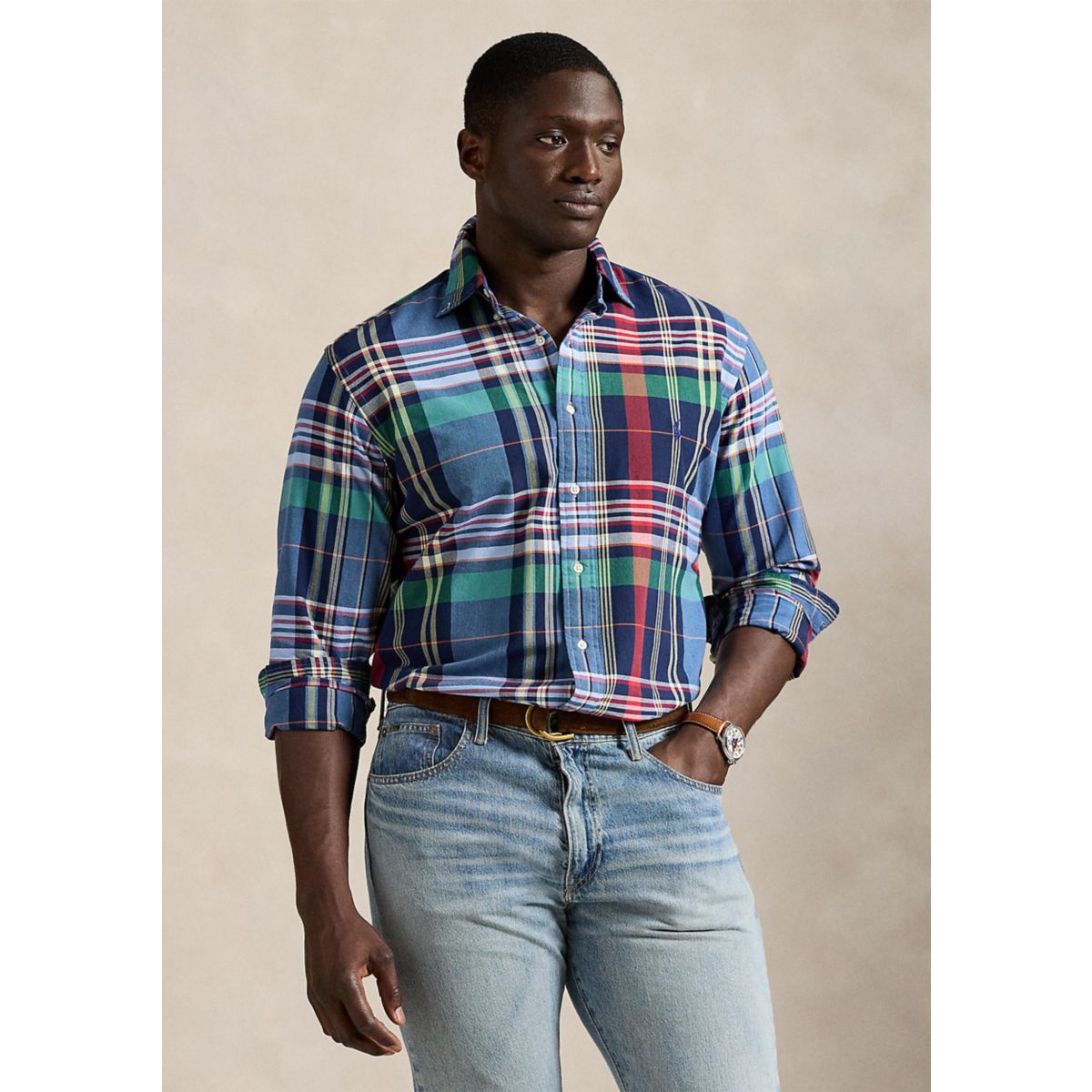 Big & Tall Plaid Oxford Shirt - 1