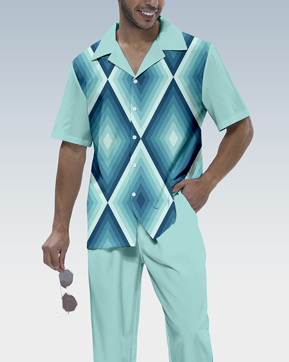 Camisa retro estampado de manga corta walking suit 898 para hombre