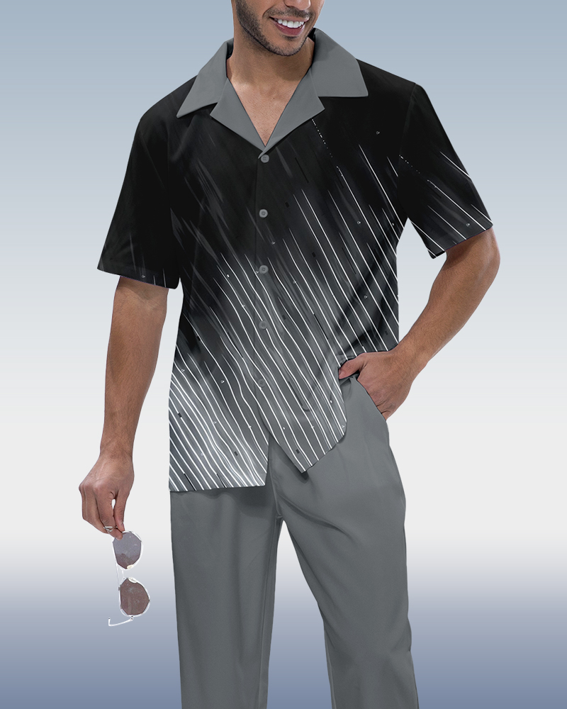 Camisa Rianmond Gradient estampado de manga corta Walking Suit 703 para hombre