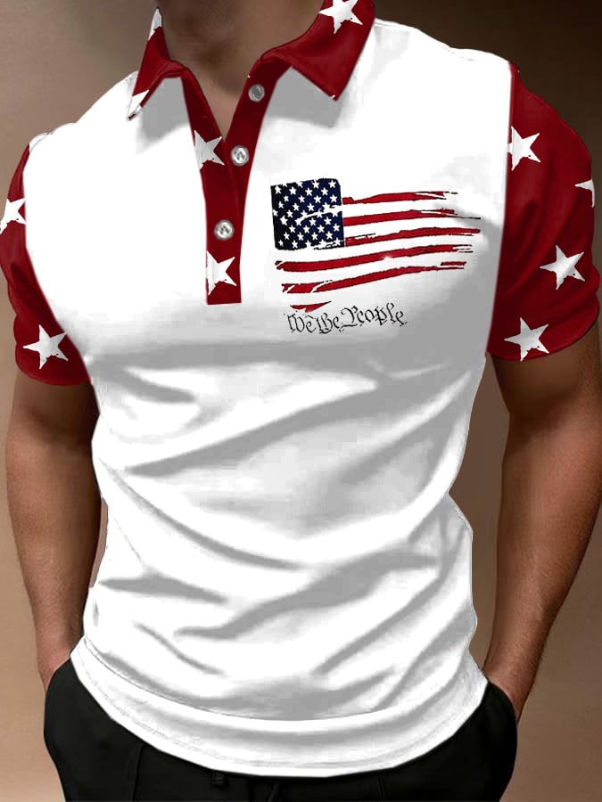 Camisa polo Flag estampado para hombre