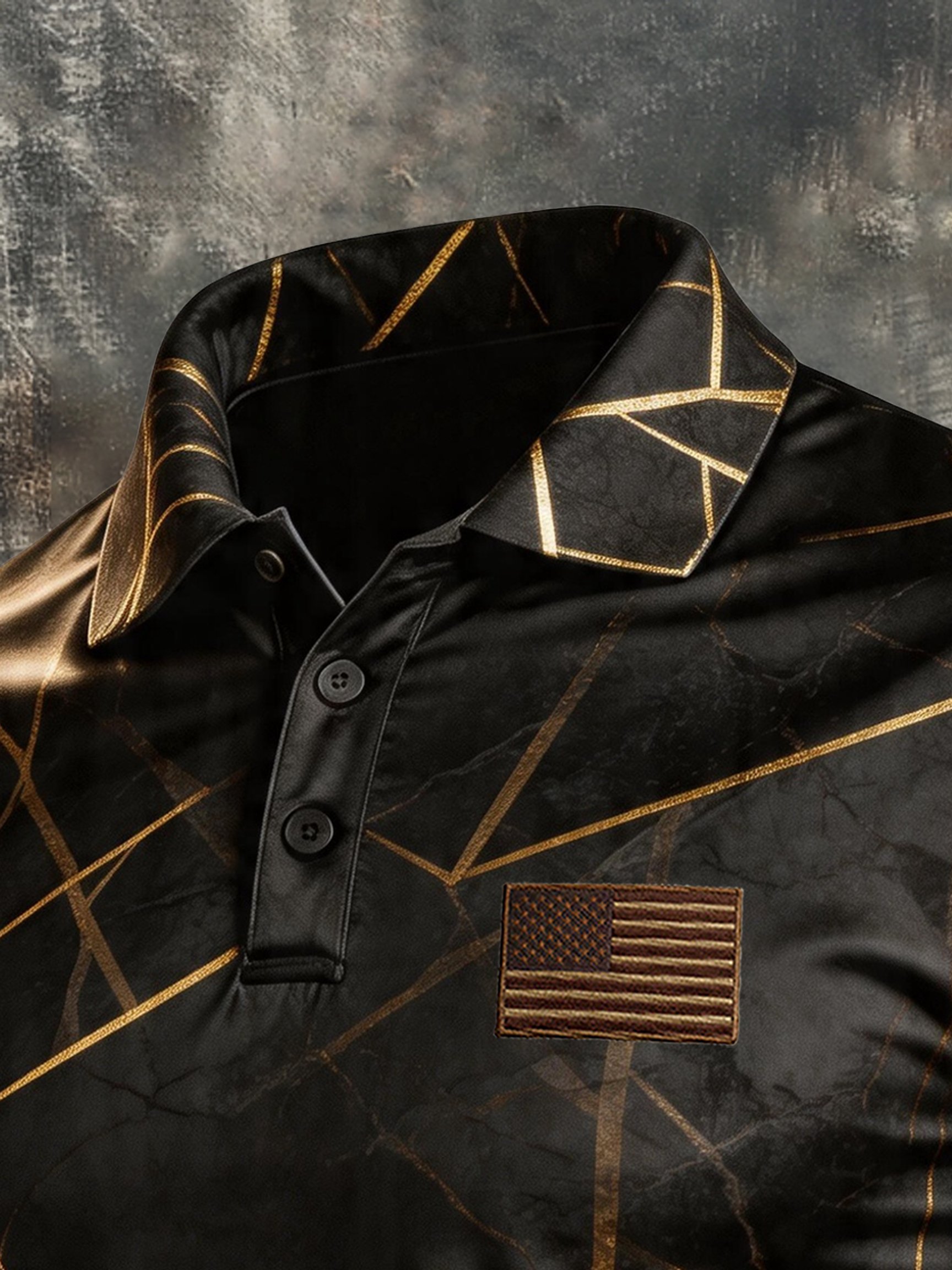 Camisa polo retro Patriotic Color-Block de manga corta para hombre