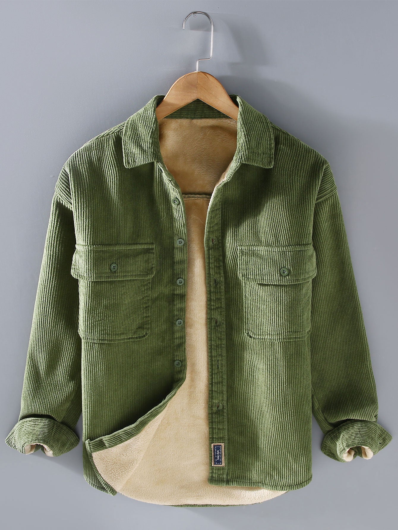 Camisa Fleece Lined de algodón Corduroy Button Up