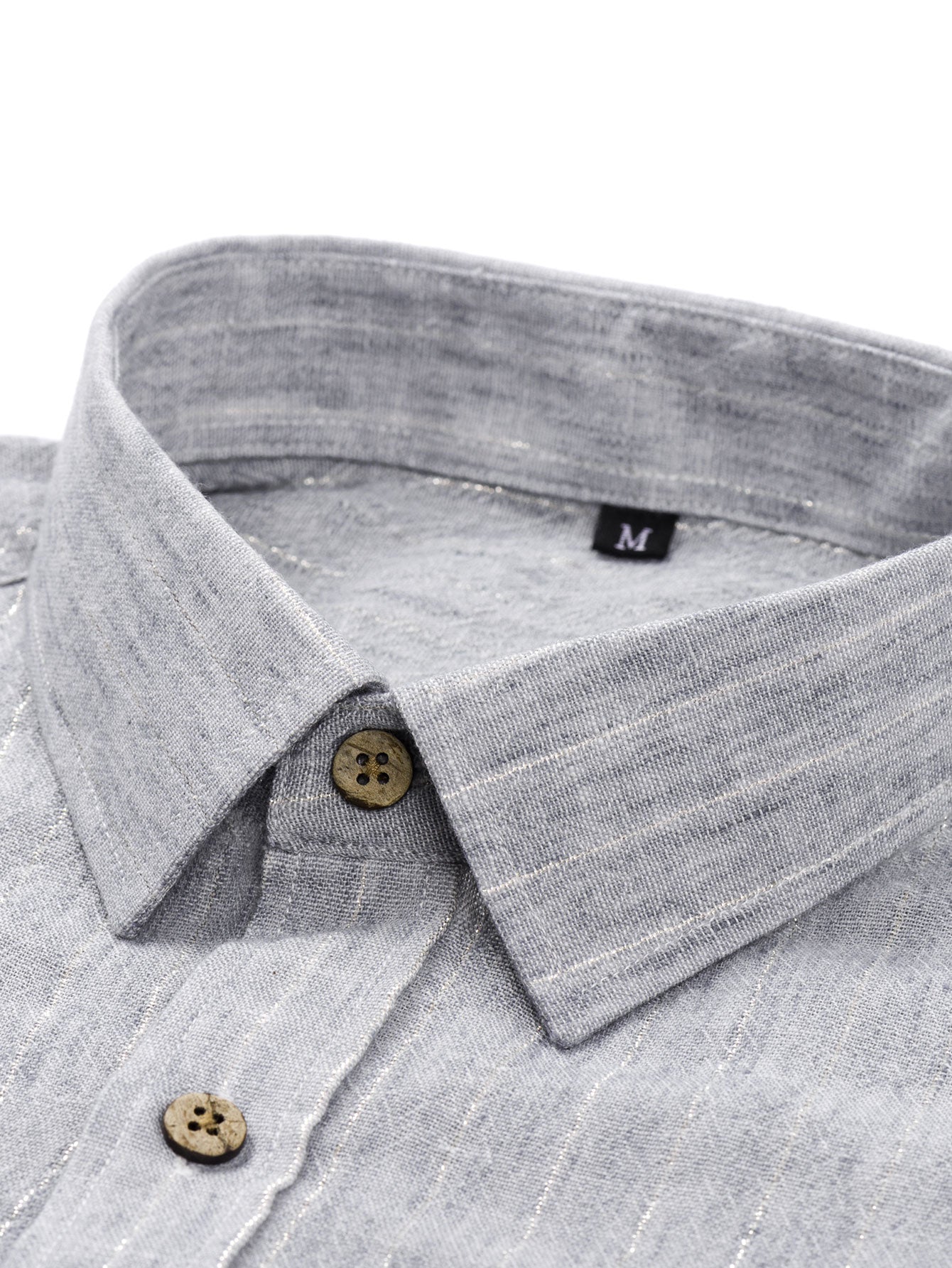 Camisa de manga larga rayas de lino Look Button Up