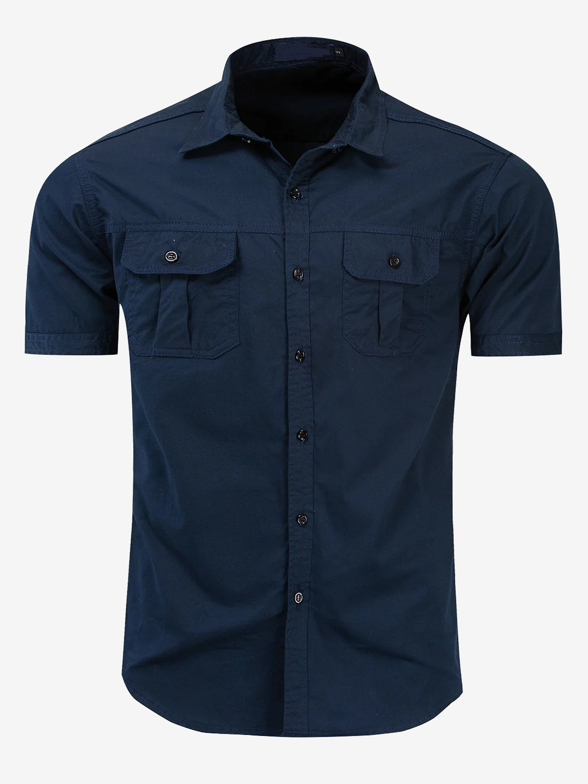 Camisa casual para exterior Pocket de algodón de manga corta para hombre