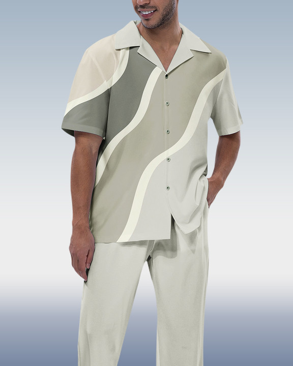 Rianmond Colorblock estampado de manga corta Walking Suit 241 para hombre