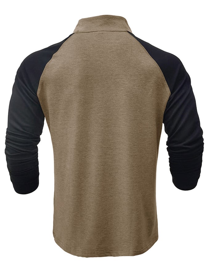 Camisa polo Sports casual Colorblocking de manga larga Half Zip