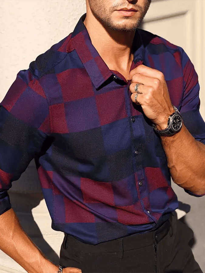 Camisa a cuadros ejecutivo casual para hombre