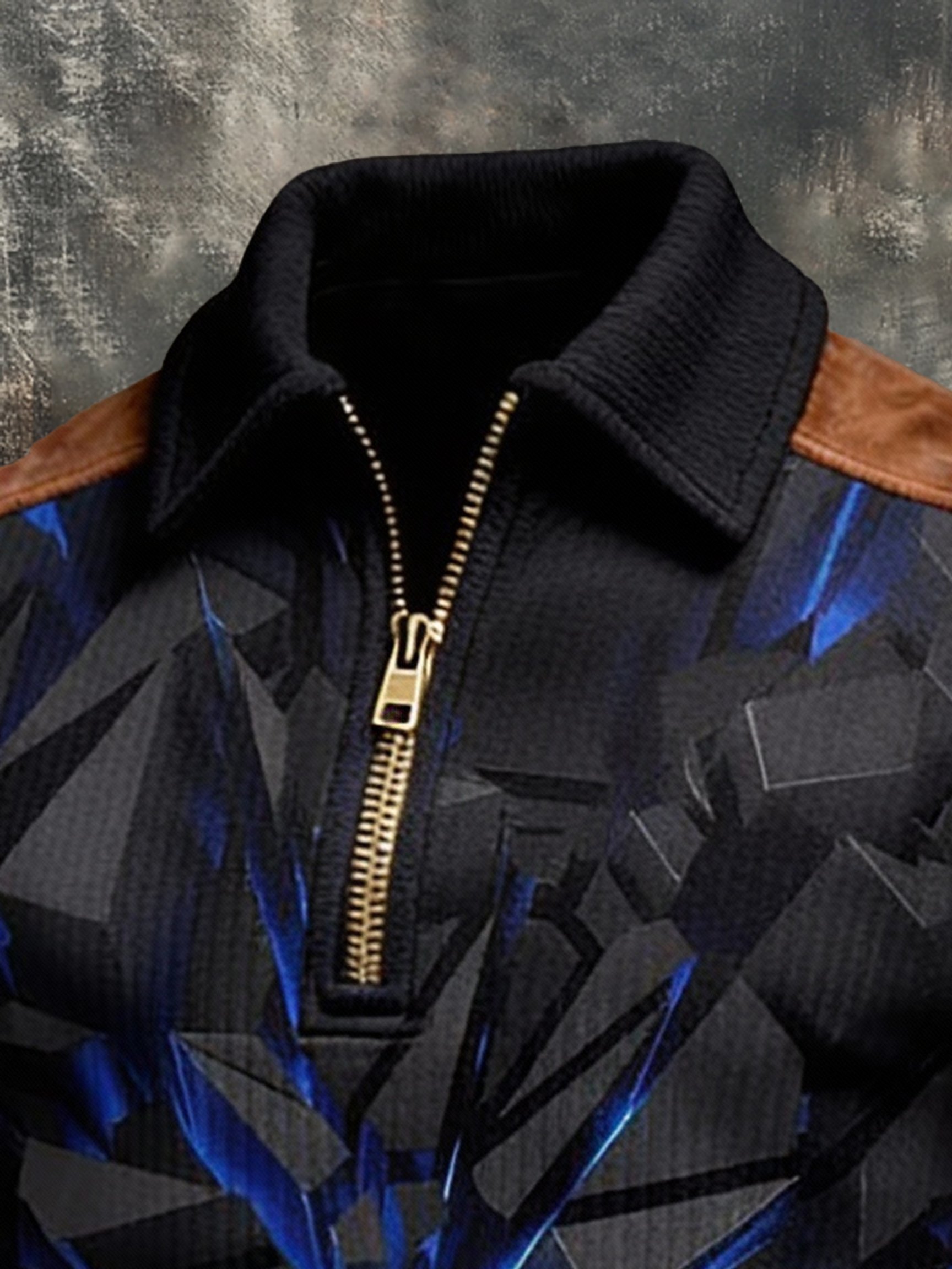 Sudadera de modaable Color-Block estampado con cierre para hombre