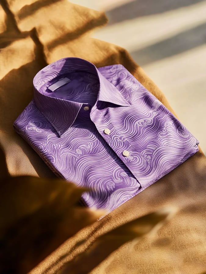 Camisa de moda ejecutivo de lujo Design estampado de manga larga para hombre