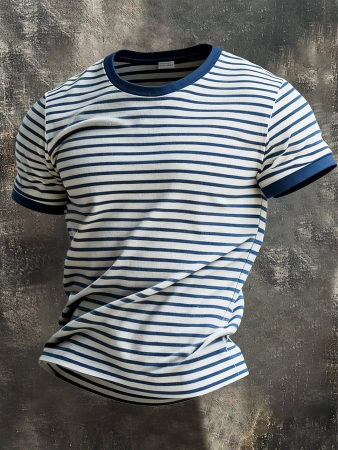 para hombre retro Navy Blue clásico a rayas camiseta