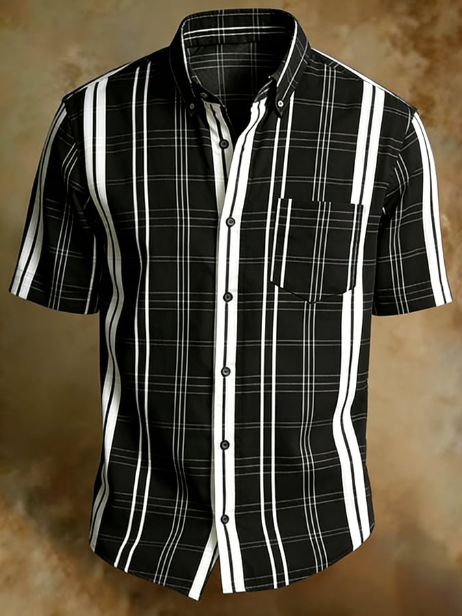 para hombre vintage Abstract Art Print de manga cortad Pockecamiseta