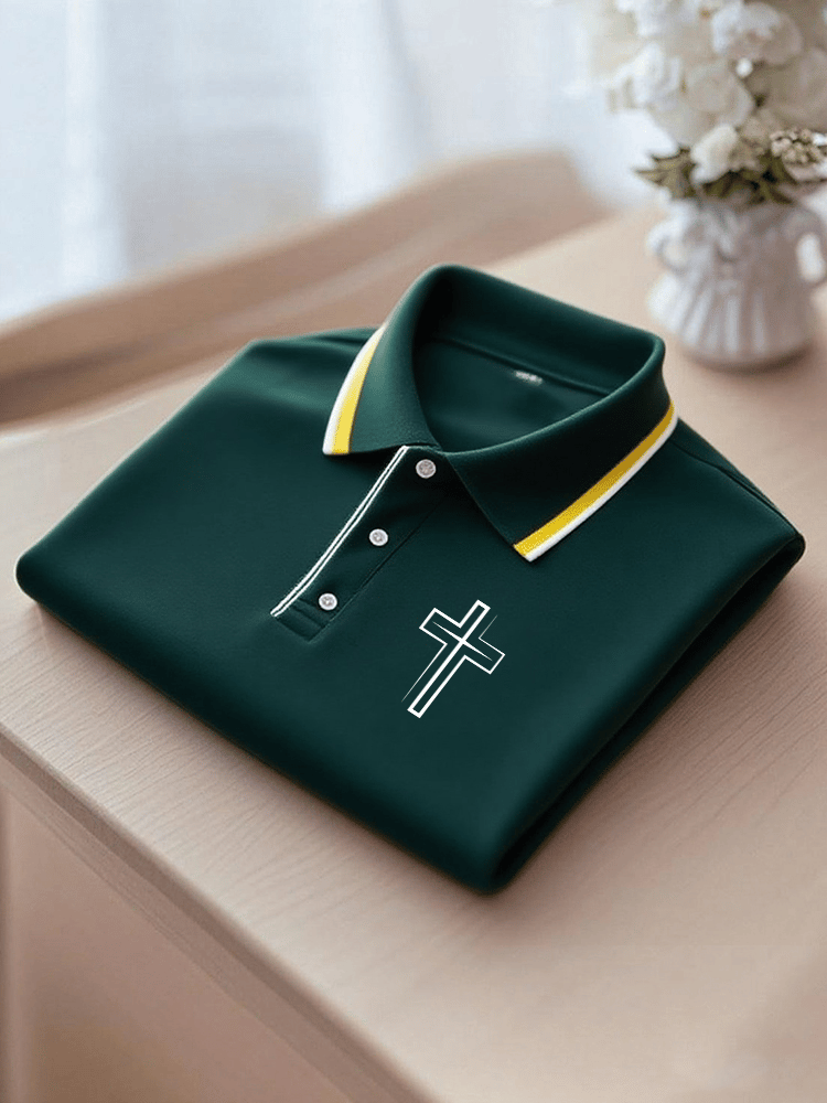 Camisa polo Faith estampado casual de manga corta para hombre
