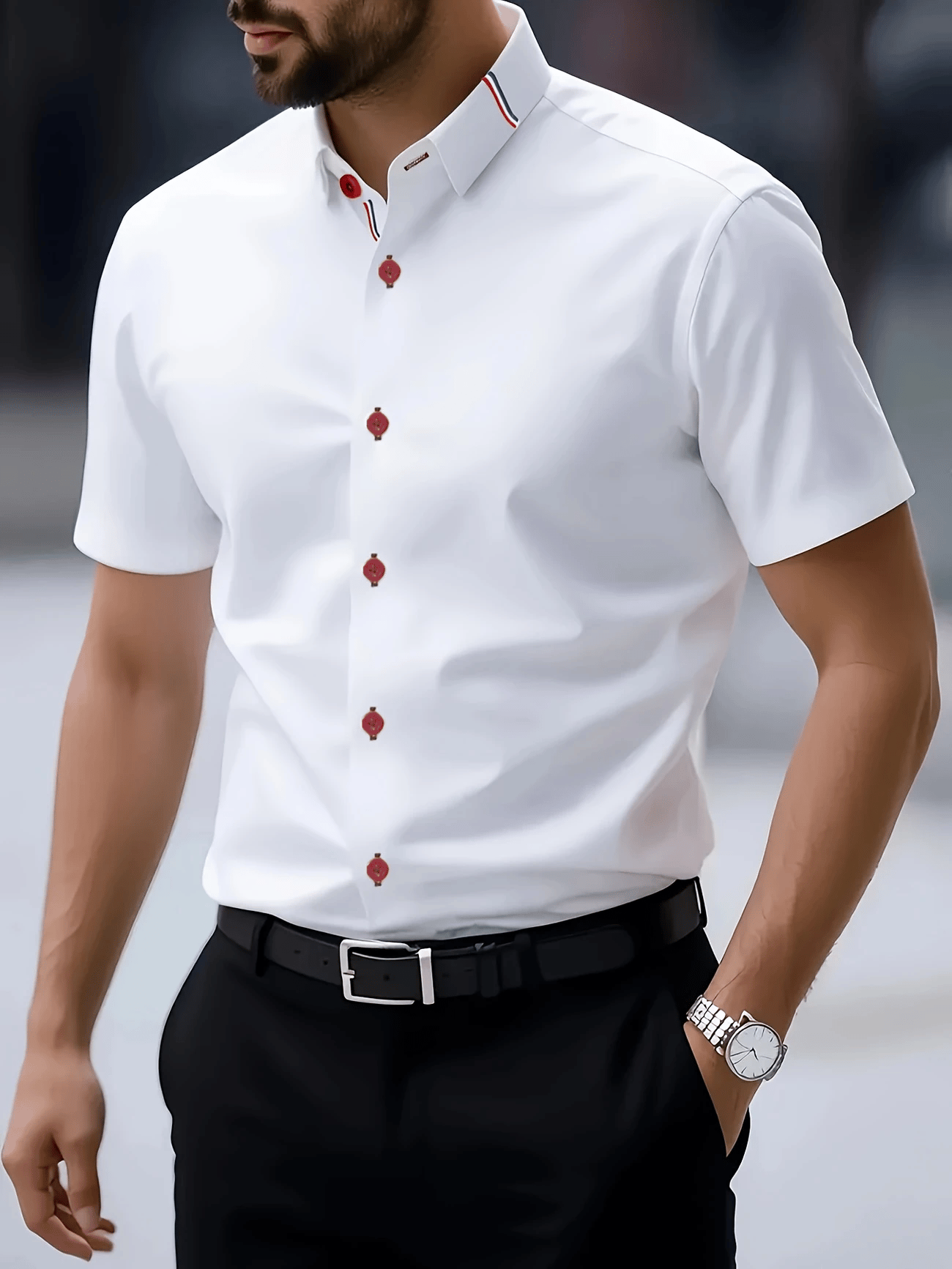 Camisa ejecutivo casual Button de manga corta para hombre