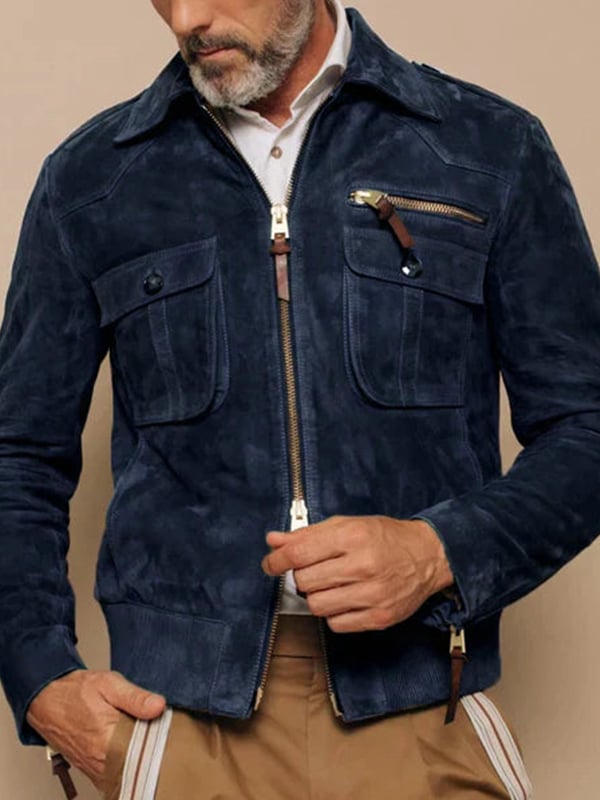 Chaqueta Mens para exterior vintage cierre bolsillo