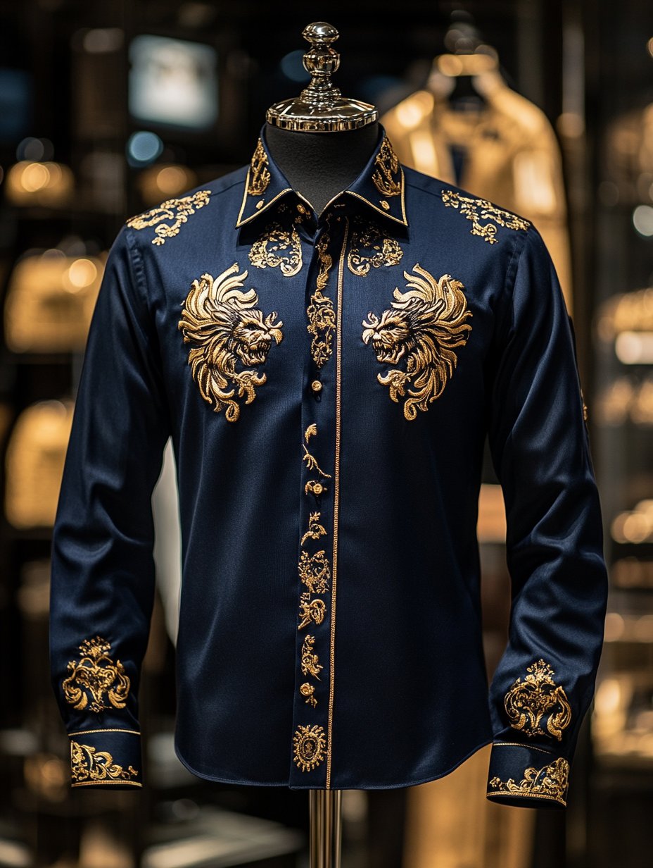 Camisa satén Luxe de manga larga con botones para hombre