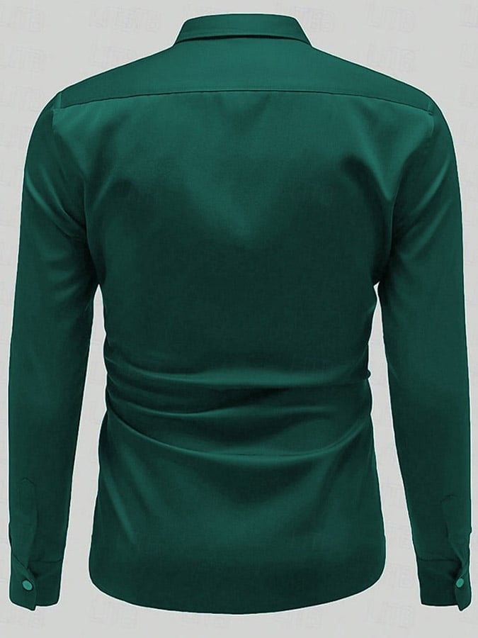 Camisa Luxe Solid satén de manga larga para hombre