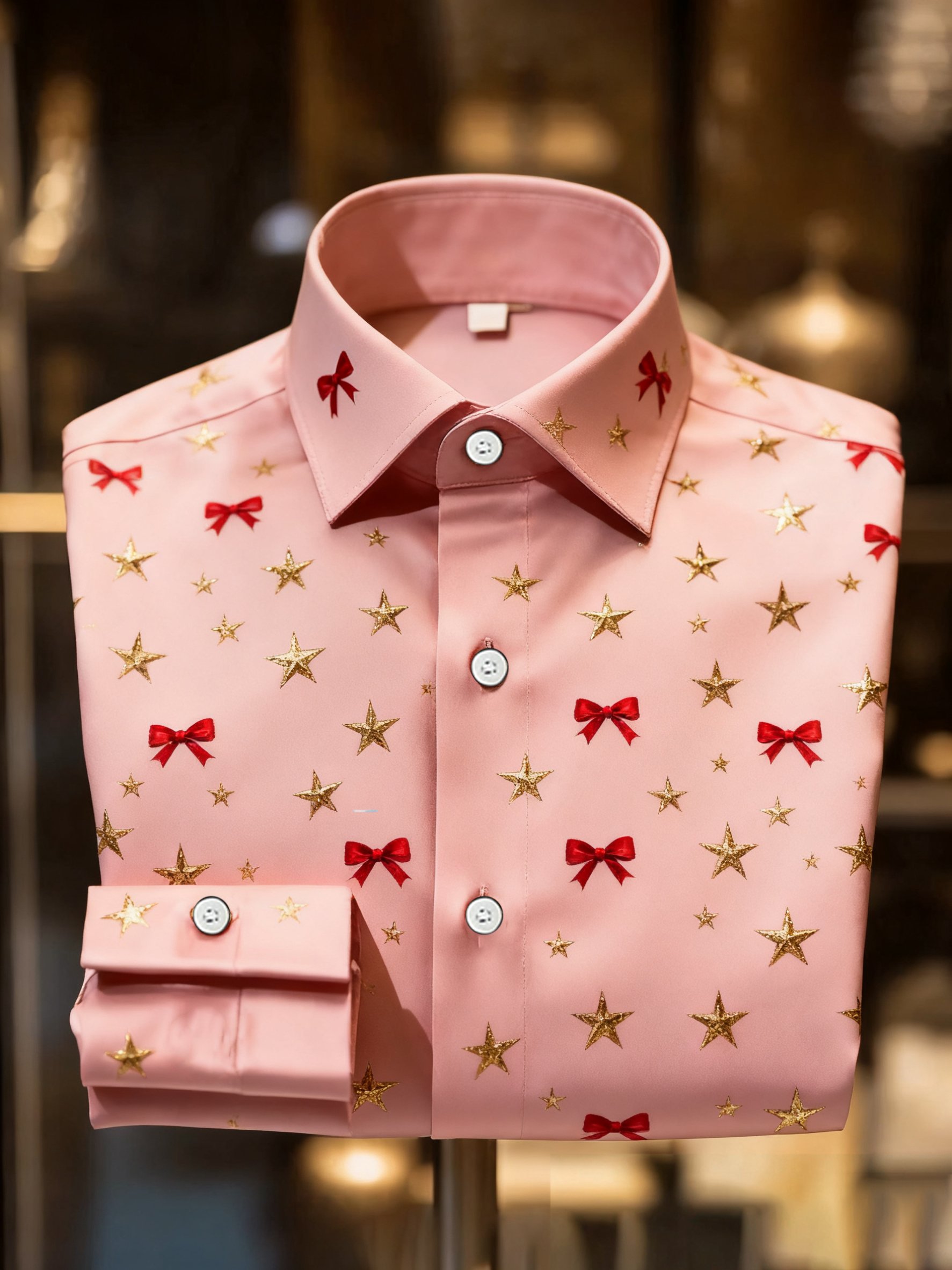 Camisa de lujo Christmas Party de manga larga con botones para hombre