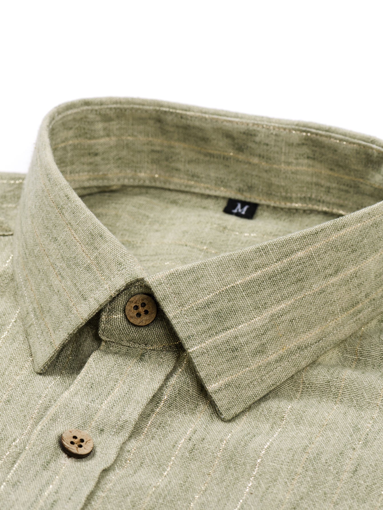 Camisa de manga larga rayas de lino Look Button Up