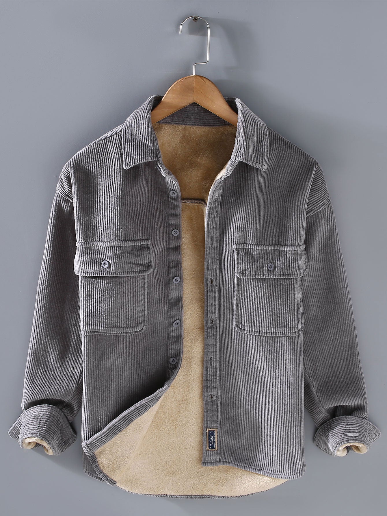 Camisa Fleece Lined de algodón Corduroy Button Up