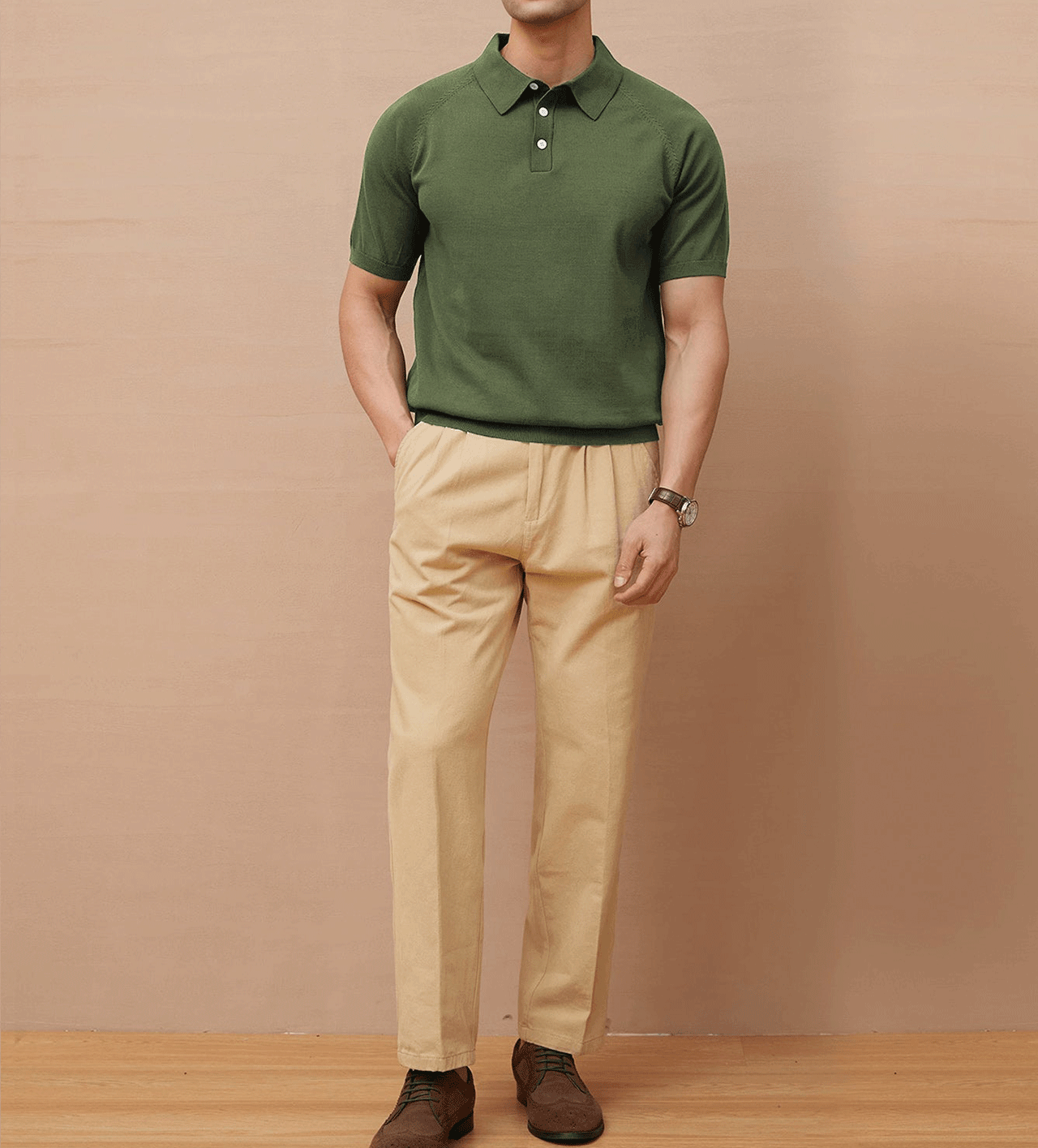 Gentletejido de manga corta tejidoted Polo