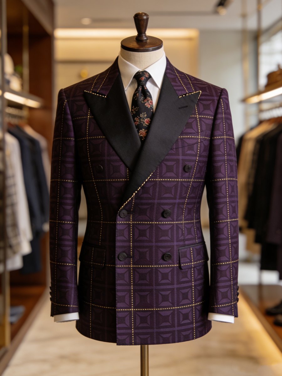 Chaqueta de lujo ejecutivo a cuadros suit para hombre
