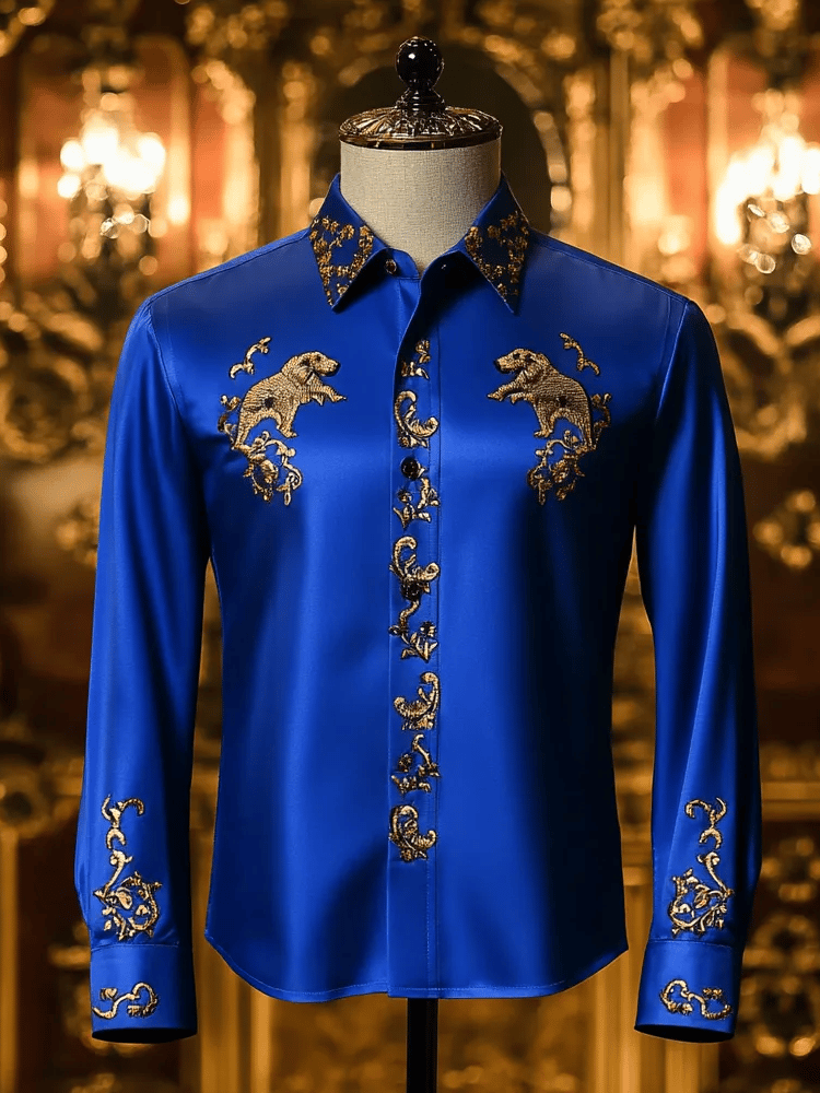 Camisa satén Wing de lujo ejecutivo de manga larga para hombre